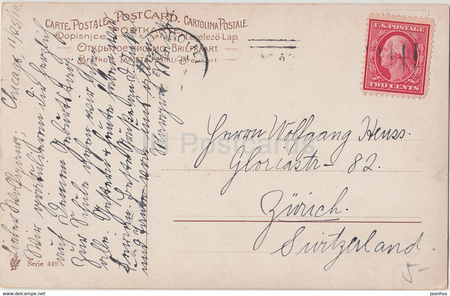 moose - elk - animals - illustration - Serie 449 - old postcard - 1910 - used