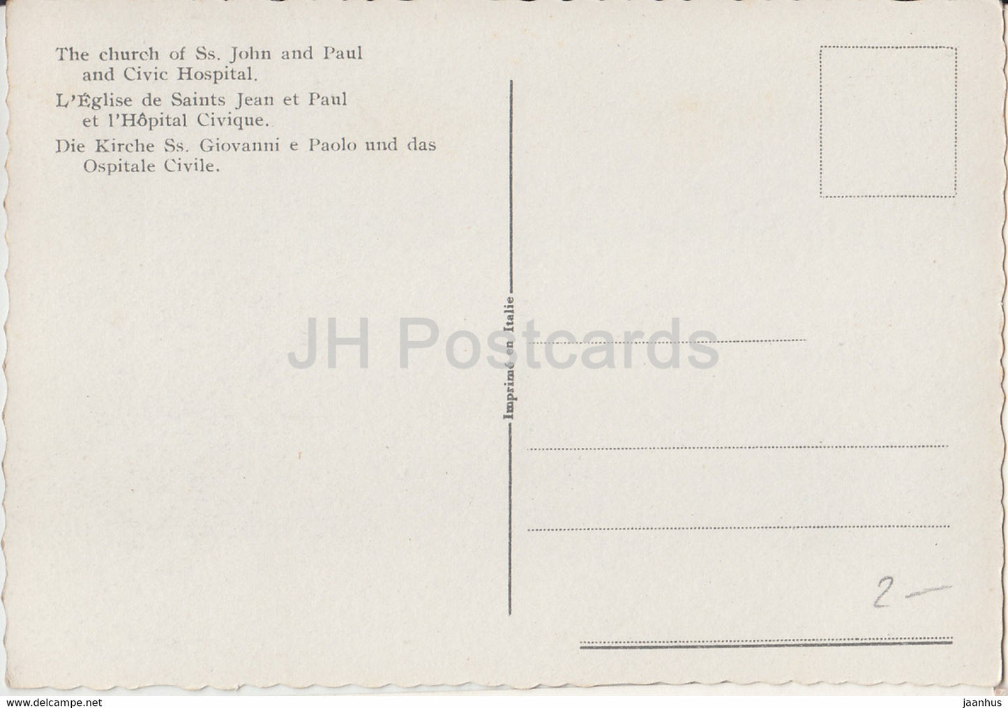Venezia - Venice - Chiesa di S Giovanni e Paolo e Ospedale Civile - church - Hospital - old postcard - Italy - unused