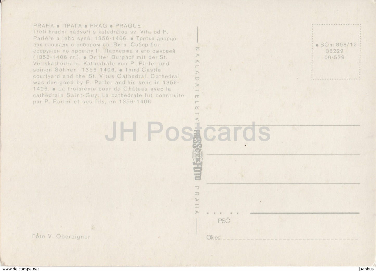 Praha - Prag - Dritter Burghof und St.-Veits-Dom - Tschechoslowakei - Tschechische Republik - unbenutzt