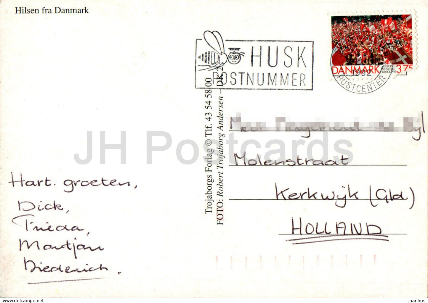 Hilsen fra Danmark - boat - ship - windmill - animals - hedgehog - berries - multiview - 1992 - Denmark - used