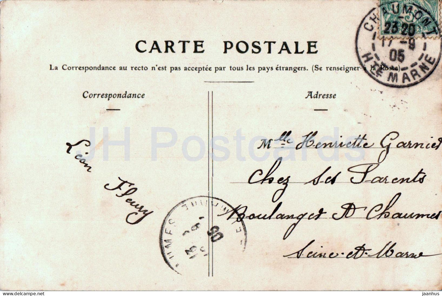 Souvenir Chaumont - alte Postkarte - 1905 - Frankreich - gebraucht 