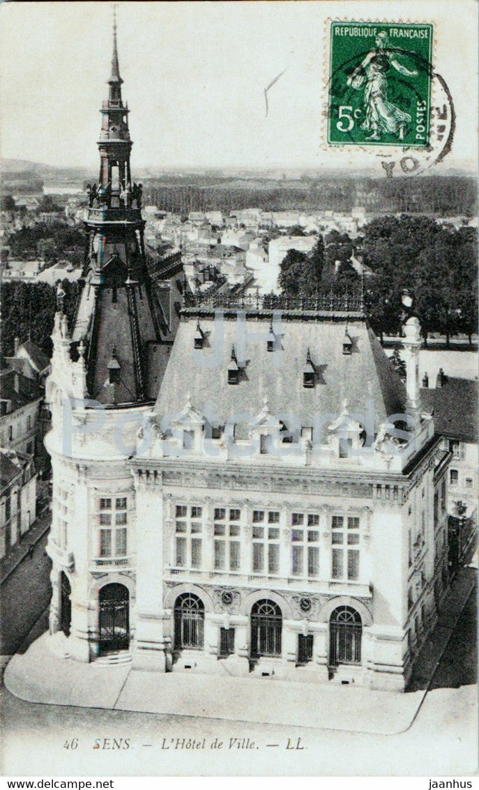 Sens - L'Hotel de Ville - 46 - old postcard - 1912 - France - used - JH Postcards