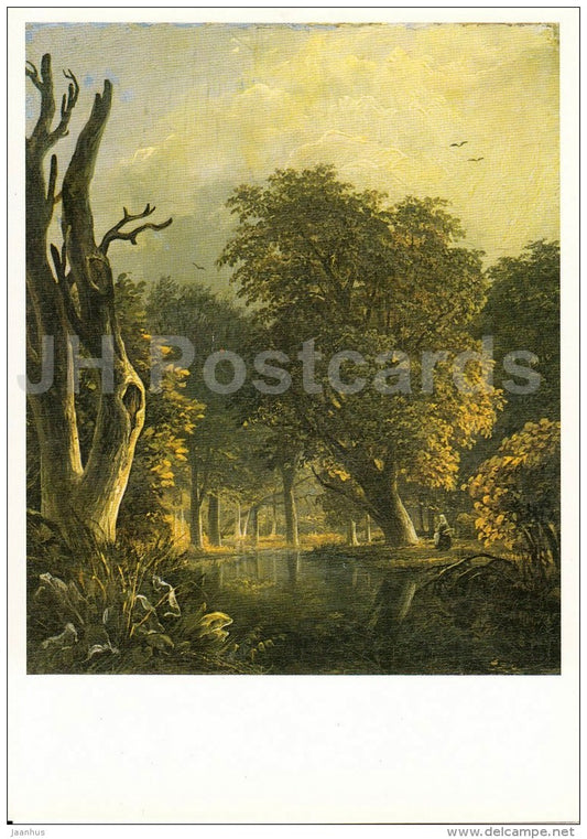 painting by M. Lebedev - In the Park , 1834 - Russian art - 1984 - Russia USSR - unused - JH Postcards