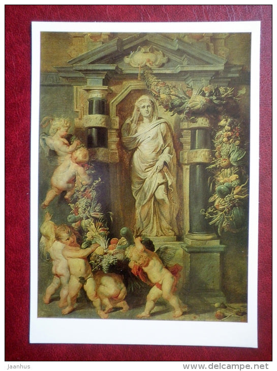 painting by Peter Paul Rubens , Statue of Ceres , ca 1615 - flemish art - unused - JH Postcards