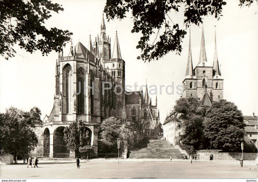 Erfurt - Dom und Severikirche - cathedral - church - old postcard - Germany DDR - used - JH Postcards
