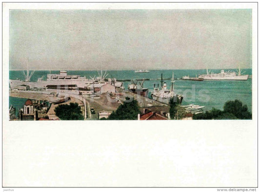 Port view - ship - Odessa - European Views - 1958 - Ukraine USSR - unused - JH Postcards