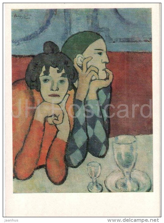 painting by Pablo Picasso - Travellers gymnasts - spanish art - unused - JH Postcards