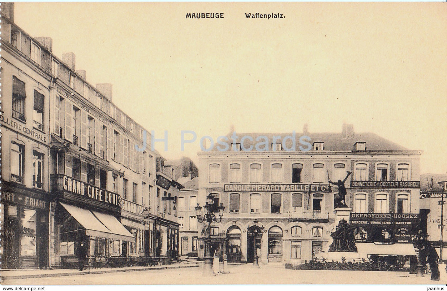 Maubeuge - Waffenplatz - cafe - Banque Pierard Mabille - old postcard - France - unused - JH Postcards
