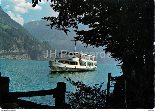 Das Neue Vierwaldstattersee Schiff Winkelried beim Rutli - passenger ship - MS - 1969 - Switzerland - used - JH Postcards