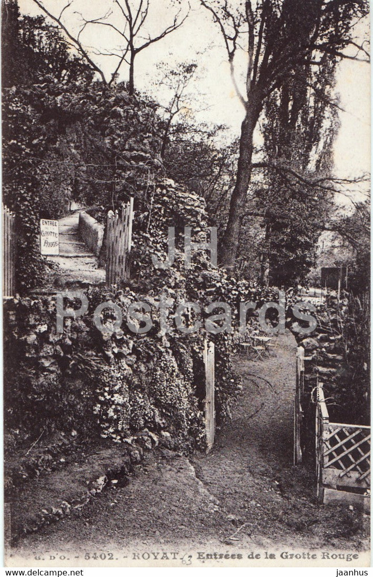 Royat - Entrees de la Grotte Rouge - 5402 - old postcard - France - unused - JH Postcards