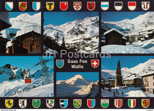 Saas Fee 1800 m - Wallis - Alphubel - Mischabel - Langfluh - Allalinhorn - multiview - 47898 - 1980 - Switzerland - used - JH Postcards
