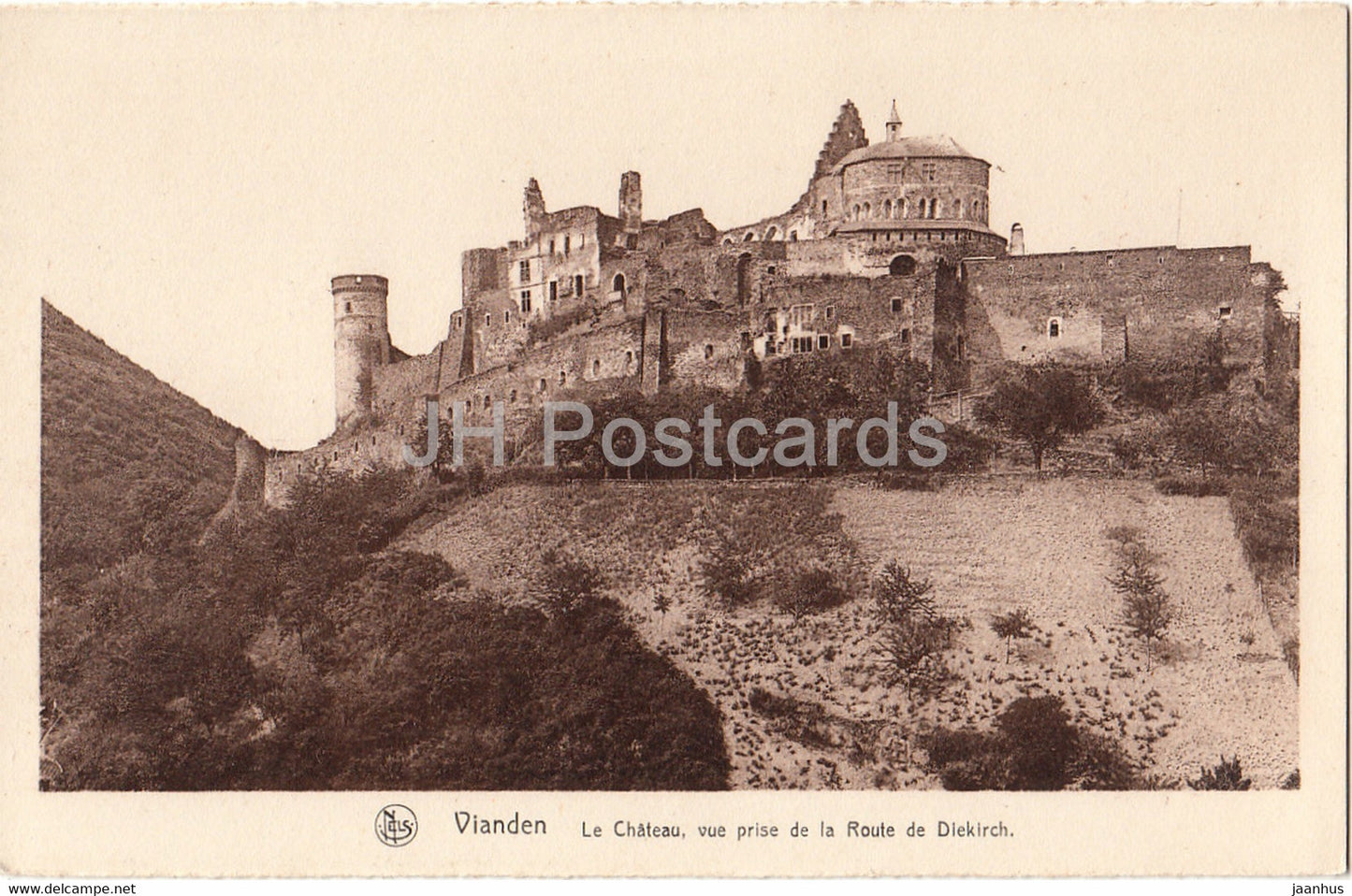 Vianden - Le Chateau - vue prise de la Route de Diekirch - castle - 27 - serie 6 - old postcard - Luxembourg - unused - JH Postcards