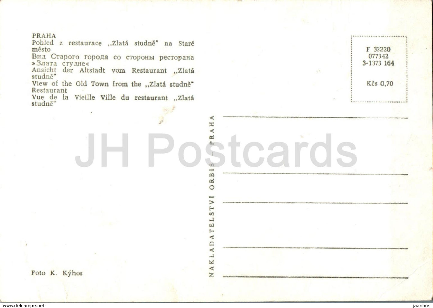 Praha - Prag - Blick auf die Altstadt vom Restaurant Zlata Studne - Tschechien - Tschechoslowakei - unbenutzt
