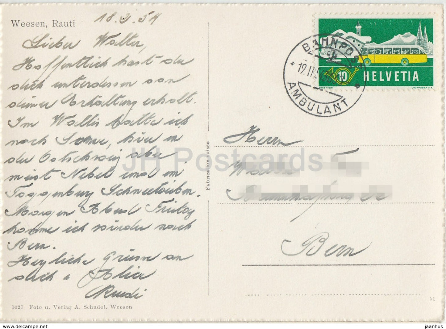 Weesen - Rauti - 141 - 1954 - Suisse - d'occasion