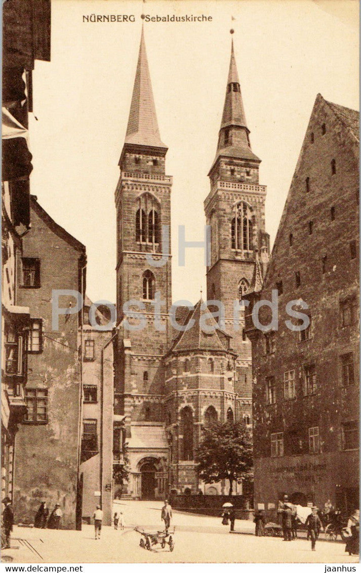 Nurnberg - Nuremberg - Sebalduskirche - church - W. H. D. 7961 - old postcard - Germany - unused - JH Postcards