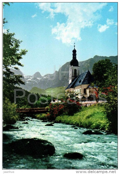 Ramsau gegen Reiteralpe bei Berchtesgaden , Obb. - Kirche - church - Austria - ungelaufen - JH Postcards