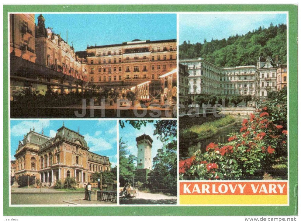 Karlovy Vary - architecture - town views - Czechoslovakia - Czech - used 1990 - JH Postcards