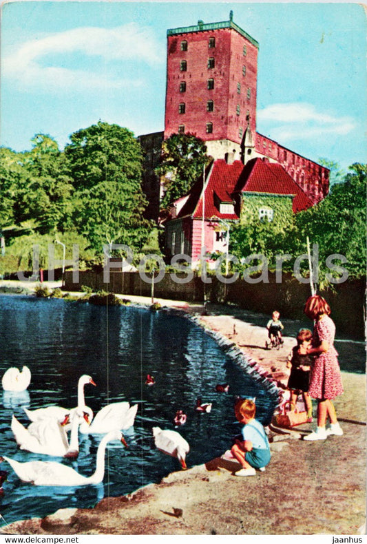 Kolding - Koldinghus - swan - birds - castle - 1967 - Denmark - used - JH Postcards