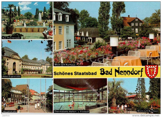 Schönes Staatsbad Bad Nenndorf - Hotel Esplanade - Sonnengarten - Hauptstrasse - Germany - 1995 gelaufen - JH Postcards