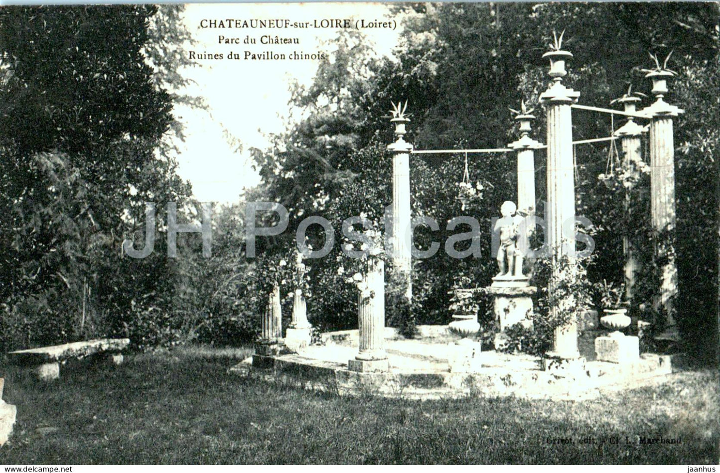 Chateauneuf Sur Loire - Parc du Chateau - Ruines du Pavillon chinois - park - old postcard - France - unused - JH Postcards