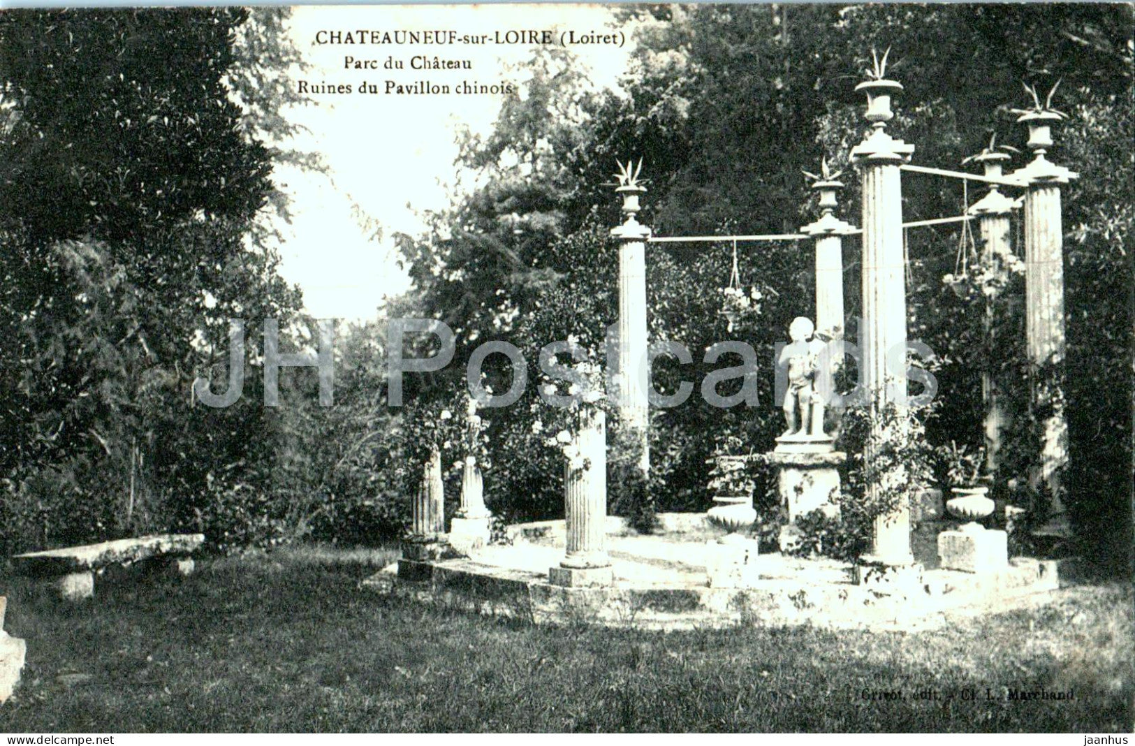 Chateauneuf Sur Loire - Parc du Chateau - Ruines du Pavillon chinois - park - old postcard - France - unused - JH Postcards