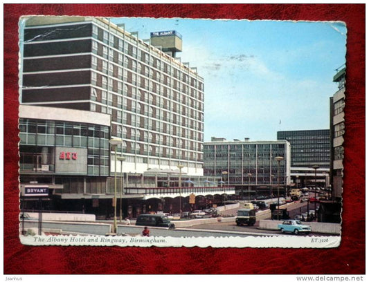 Birmingham - Albany Hotel and Ringway - sent to Estonia, USSR 1965 - stamp removed - England - United Kingdom - used - JH Postcards