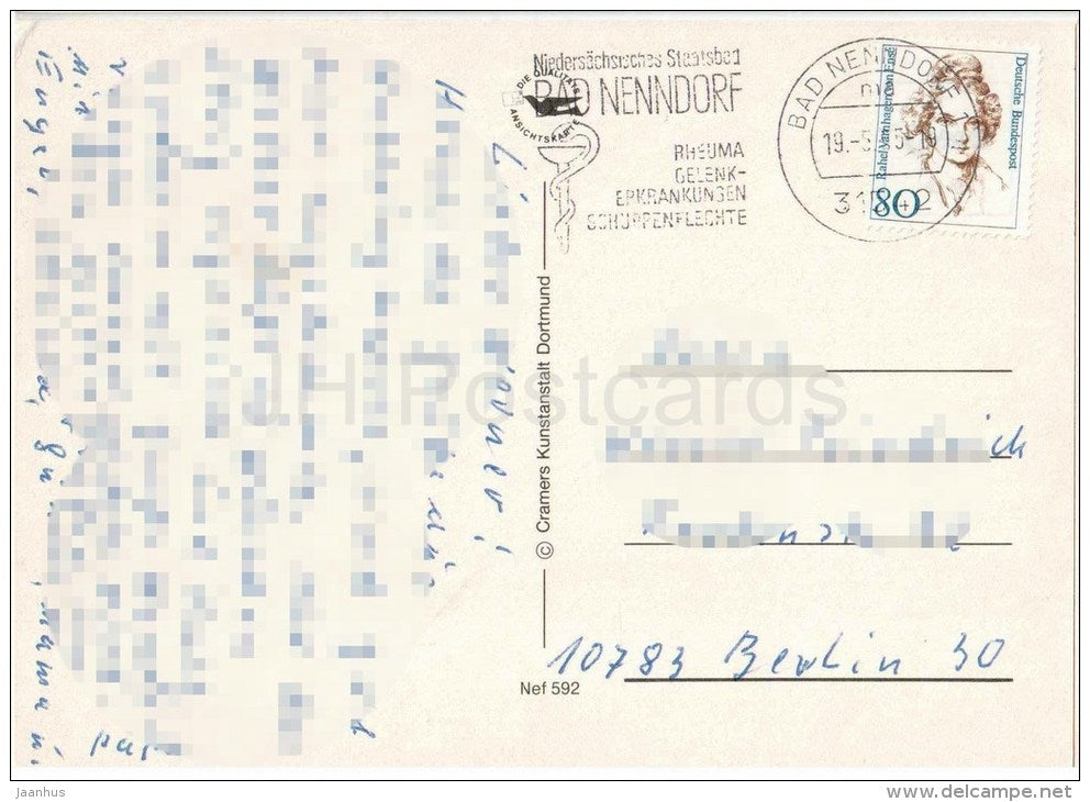 Schönes Staatsbad Bad Nenndorf - Hotel Esplanade - Sonnengarten - Hauptstrasse - Germany - 1995 gelaufen - JH Postcards