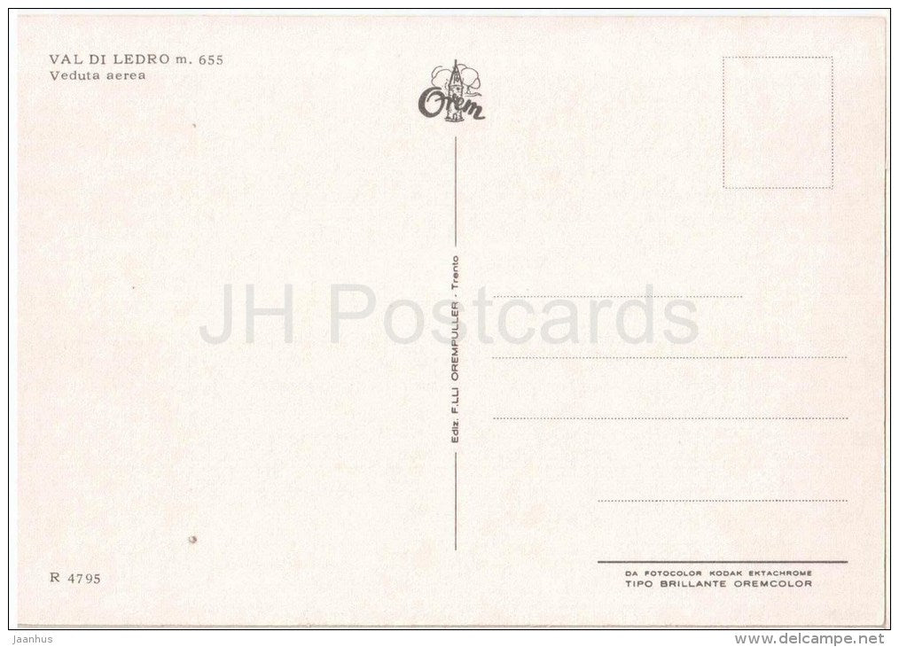 Val di Ledro m. 655 , Veduta aerea - Pur - valley - Trentino - R 4795 - Italia - Italy - unused - JH Postcards