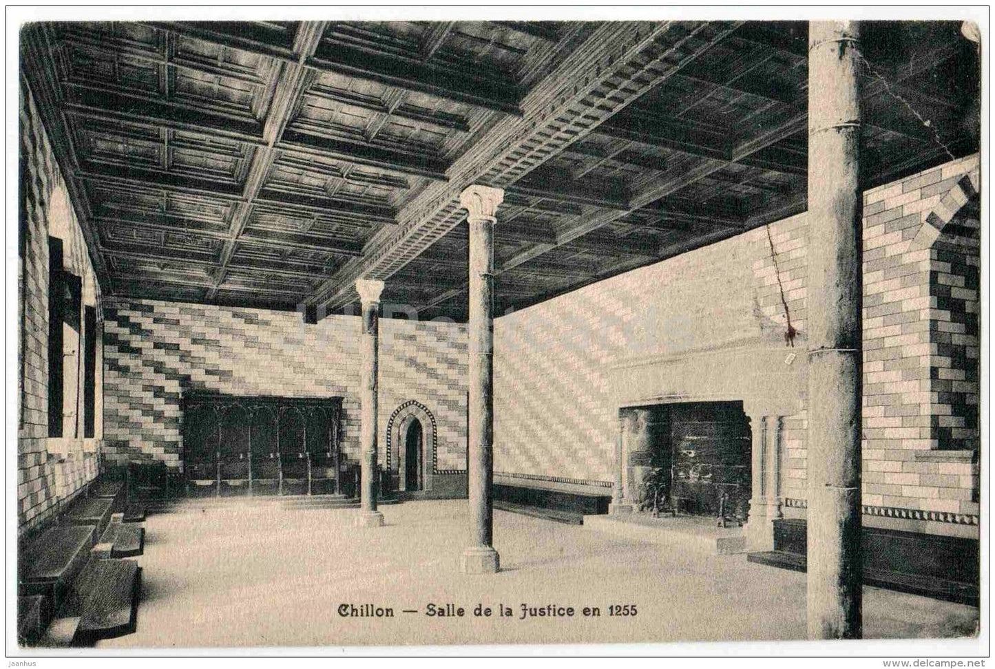 Chateau de Chillon - Salle de la Justice en 1255 - castle - 3 - G. Anderegg - Switzerland - unused - JH Postcards