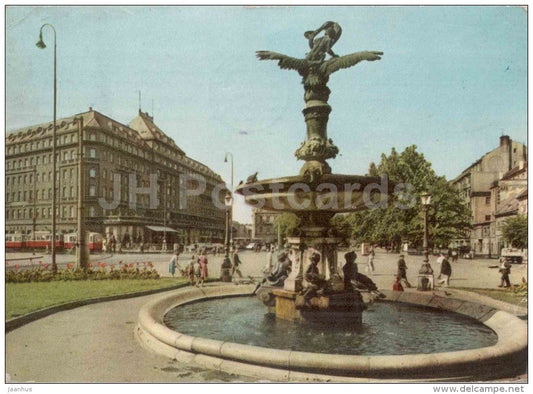 Bratislava - Hviezdoslav Square - fountain - Czechoslovakia - Slovakia - used 1963 - JH Postcards