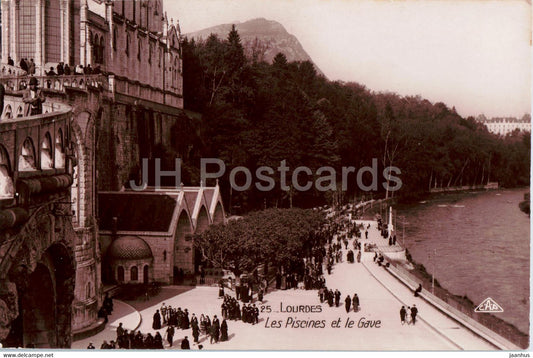 Lourdes - Les Piscines et le Gave - 25 - old postcard - France - unused - JH Postcards