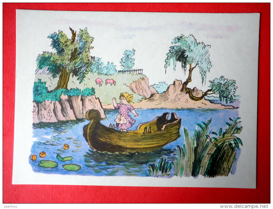 Girl in the Boat - The Snow Queen by H. C. Andersen - Fairy Tales and Songs - 1965 - Russia USSR - unused - JH Postcards