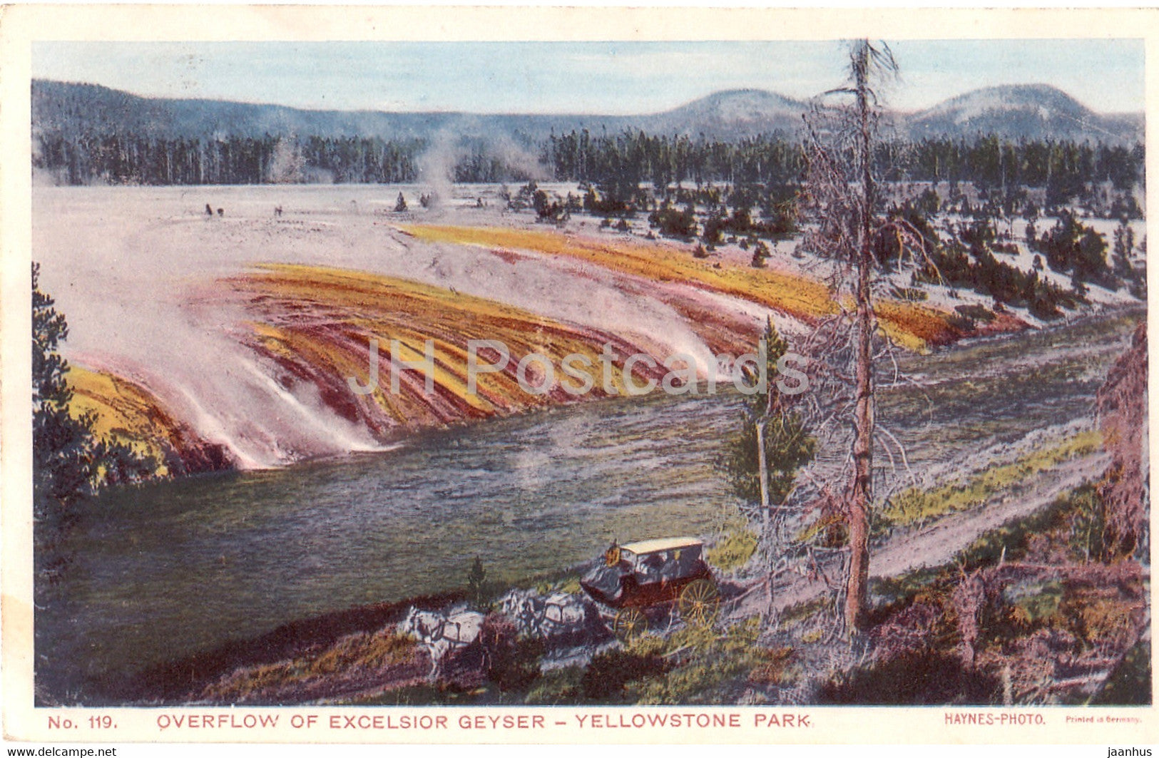 Overflow of Excelsior Geyser - Yellowstone Park - 119 - old postcard - 1909 - United States - USA - used - JH Postcards