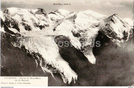 Chamonix - Chaine du Mont Blanc vue du Brevent - old postcard - France - unused - JH Postcards
