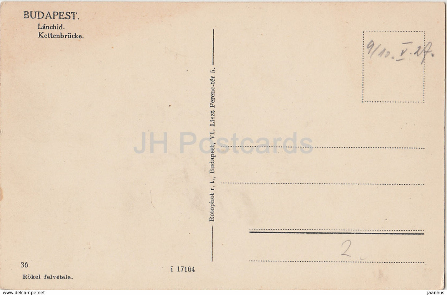 Budapest - Lanchid - Kettenbrucke - bridge - old postcard - 1927 - Hungary - unused