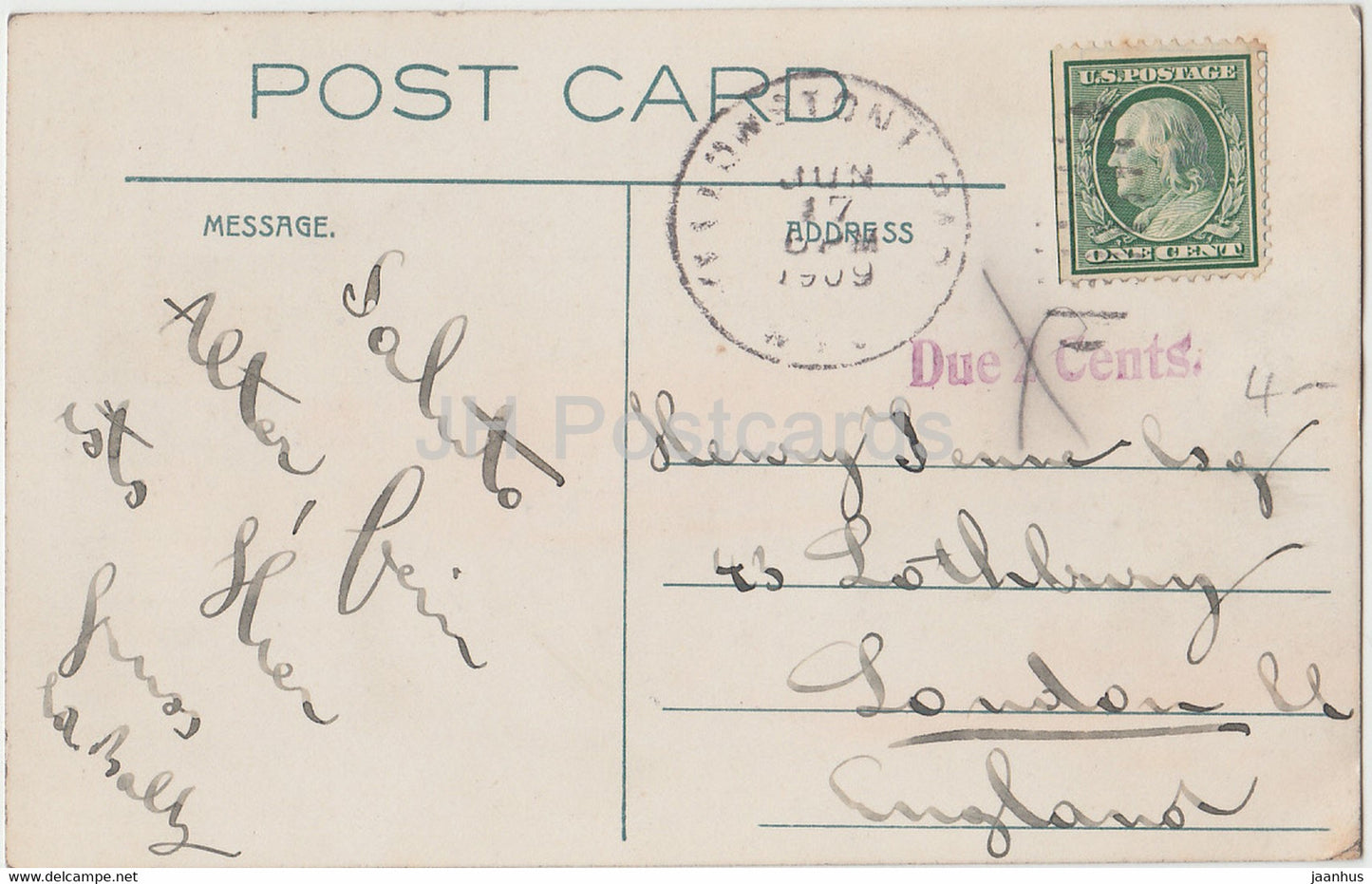 Überlauf des Excelsior-Geysirs – Yellowstone Park – 119 – alte Postkarte – 1909 – Vereinigte Staaten – USA – gebraucht