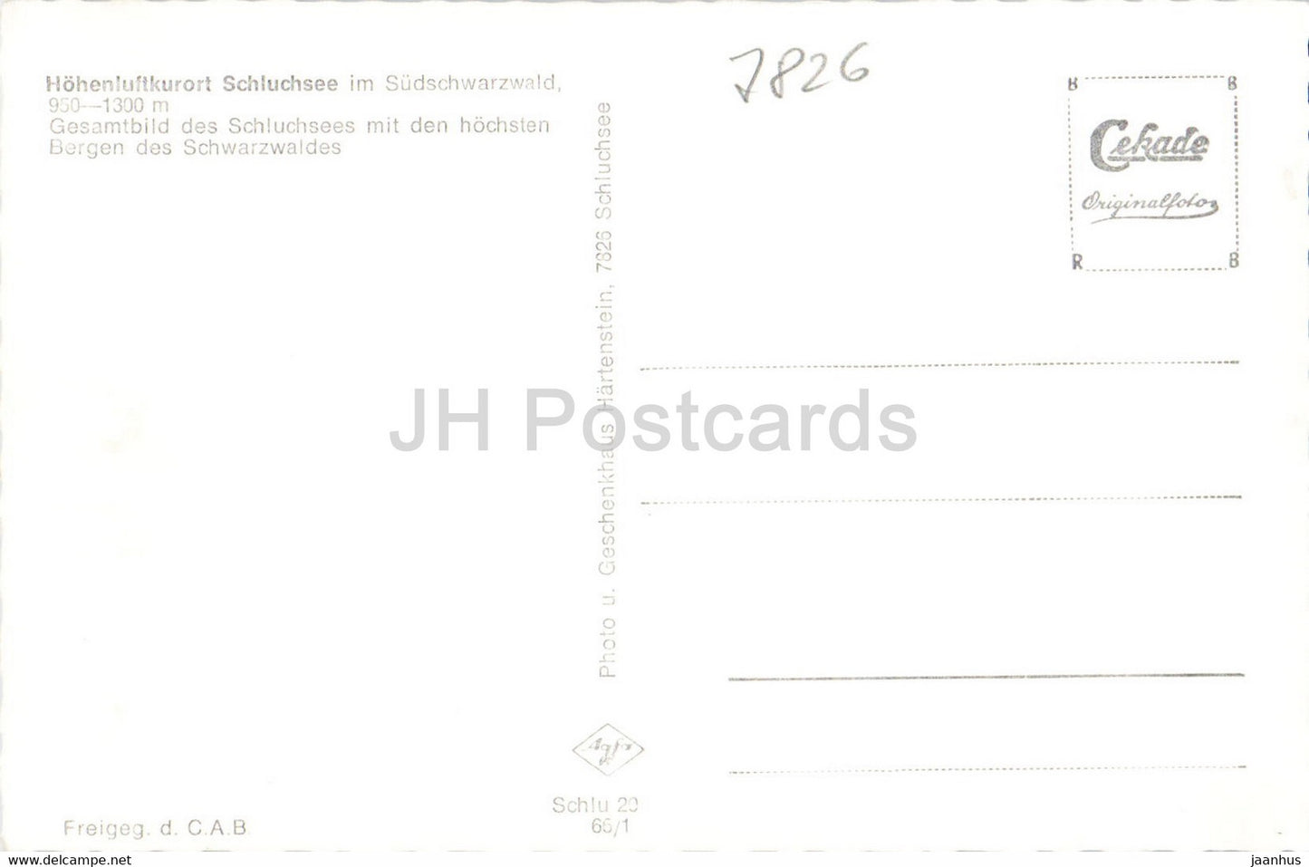 Hohenluftkurort Schluchsee - old postcard - Germany - unused