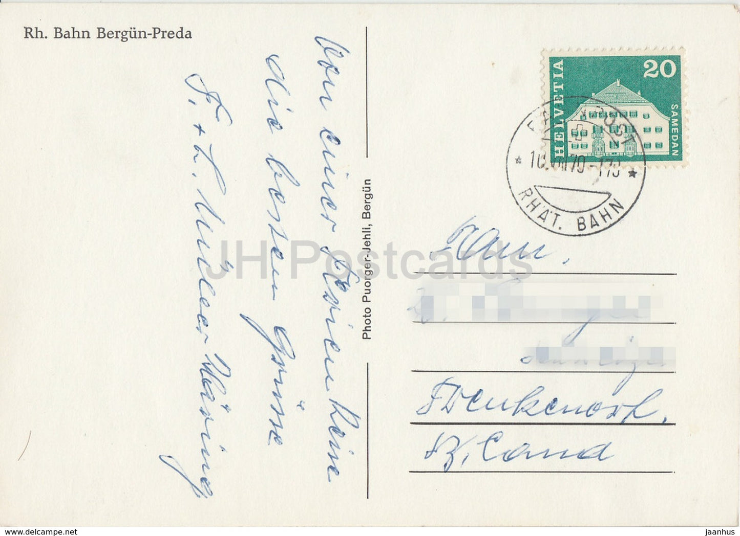 Rh Bahn Bergun Preda - 1970 - Switzerland - used