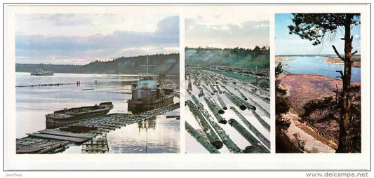 Sukhon river - Yankovskaya fuse - wood processing - rafting - Veliky Ustyug - Russia USSR - 1977 - unused - JH Postcards