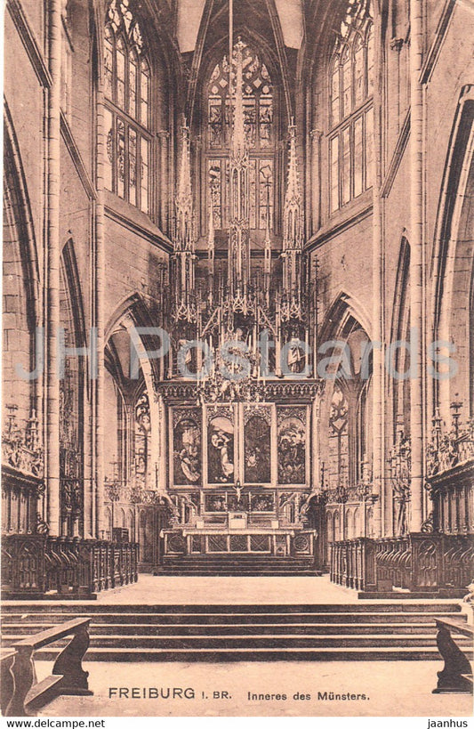 Freiburg i Br - Inneres des Munsters - cathedral - old postcard - Germany - unused - JH Postcards