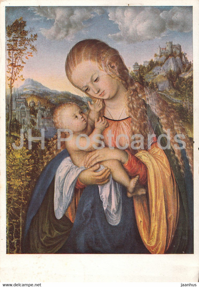 painting by Lucas Cranach - Deutsche Madonnen II - 1558 - German art - 1944 - old postcard - Germany DDR - used - JH Postcards