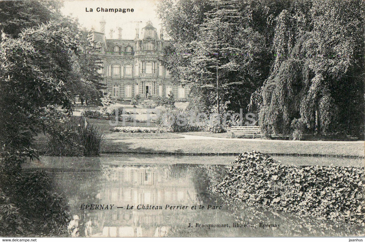 Epernay - Le Chateau Perrier et le Parc - La Champagne - castle - old postcard - 1908 - France - used - JH Postcards