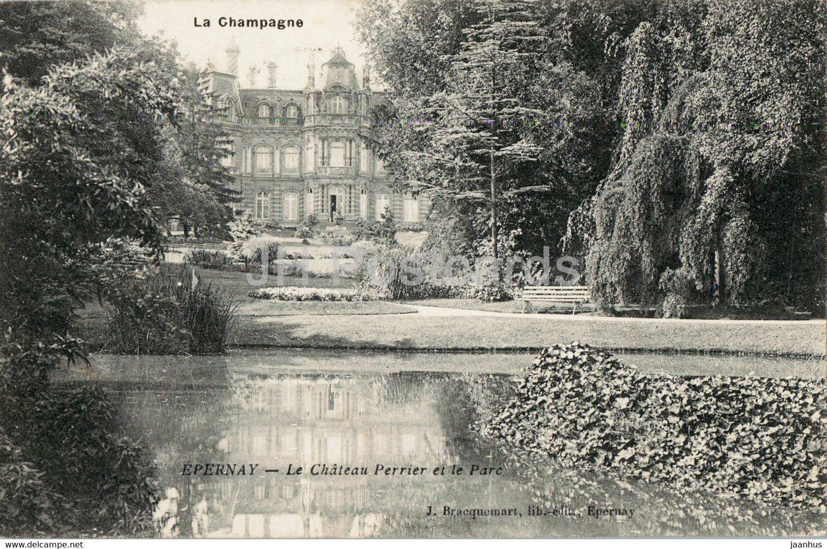 Epernay - Le Chateau Perrier et le Parc - La Champagne - castle - old postcard - 1908 - France - used - JH Postcards