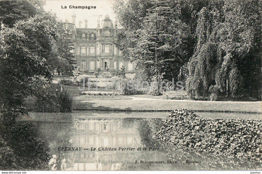 Epernay - Le Chateau Perrier et le Parc - La Champagne - castle - old postcard - 1908 - France - used - JH Postcards
