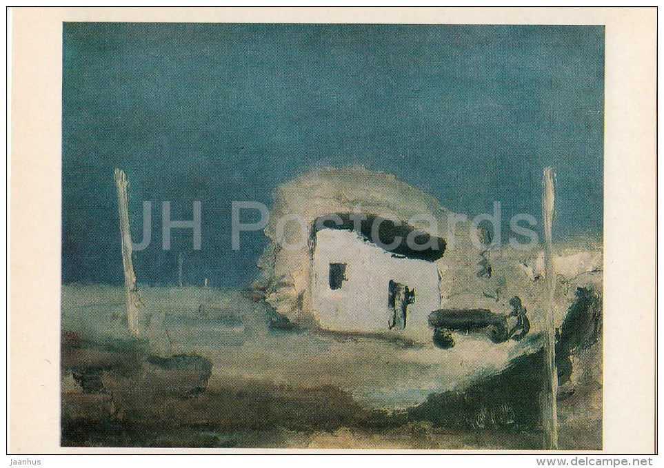 painting by A. Drevin - Garage in the Steppe , 1932 - Soviet art - 1981 - Russia USSR - unused - JH Postcards