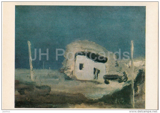 painting by A. Drevin - Garage in the Steppe , 1932 - Soviet art - 1981 - Russia USSR - unused - JH Postcards