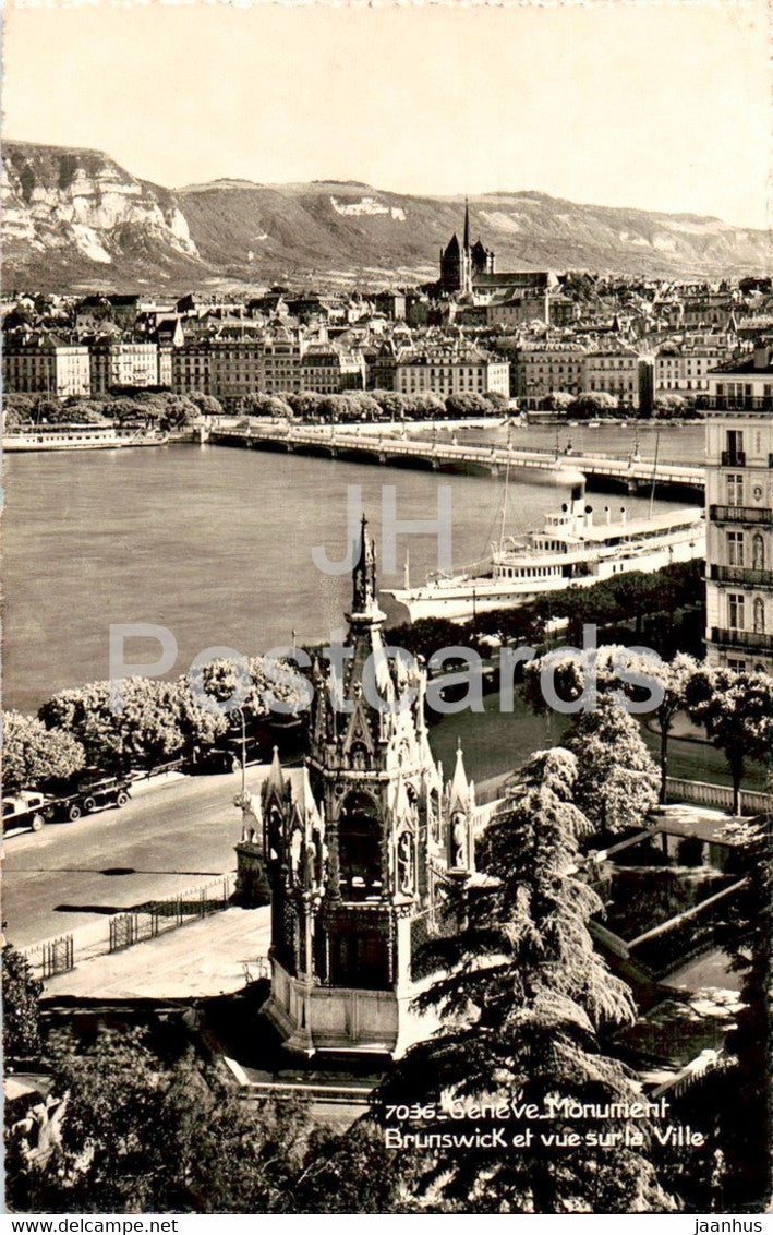 Geneve - Geneva - Monument Brunswick et vue sur la Ville - 7036 - old postcard - Switzerland - used - JH Postcards