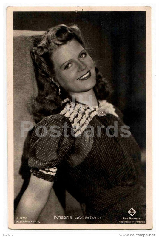 Kristina Söderbaum - movie actress - film - 3472/1 - old postcard - Germany - unused - JH Postcards
