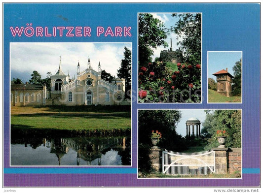Gotisches Haus von der Kanalseite , Monument - Venustempel - Wörlitzer Park - 1998 gelaufen - JH Postcards
