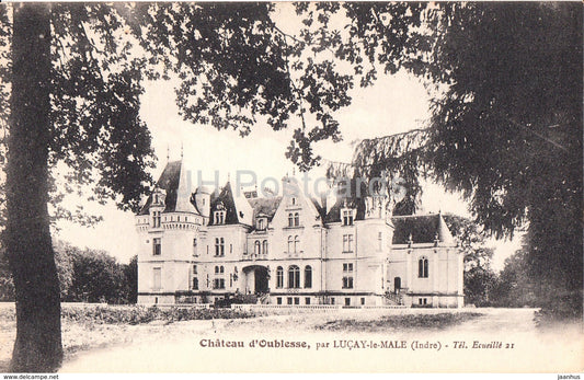 Chateau d'Oublesse - par Lucay le Male - castle - old postcard - France - unused - JH Postcards